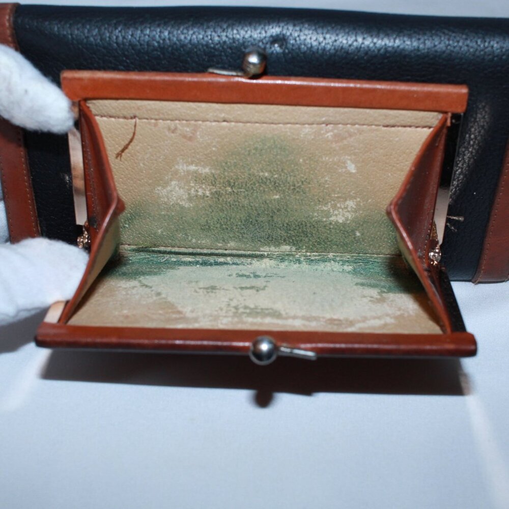 Dooney & Bourke Black & British Tan Vintage IVY Wallet Checkbook W Coinpurse - Picture 3 of 11